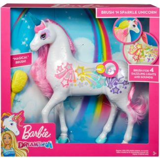 Barbie Dreamtopia Einhorn mit magischer Bürste für 4 Licht- und Soundeffekte